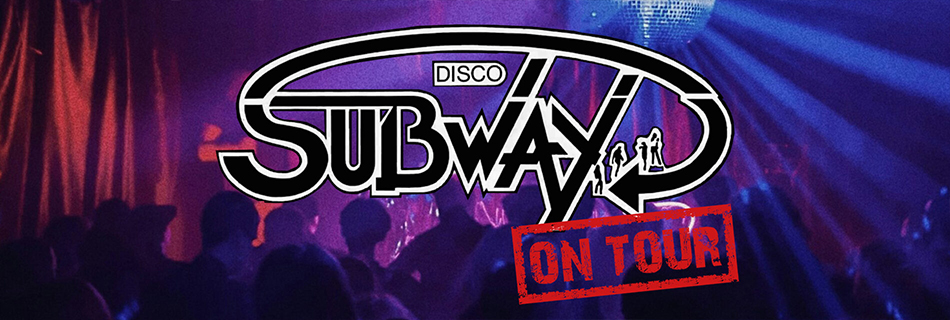 Logo Disco Subway vor Party-Hintergrund